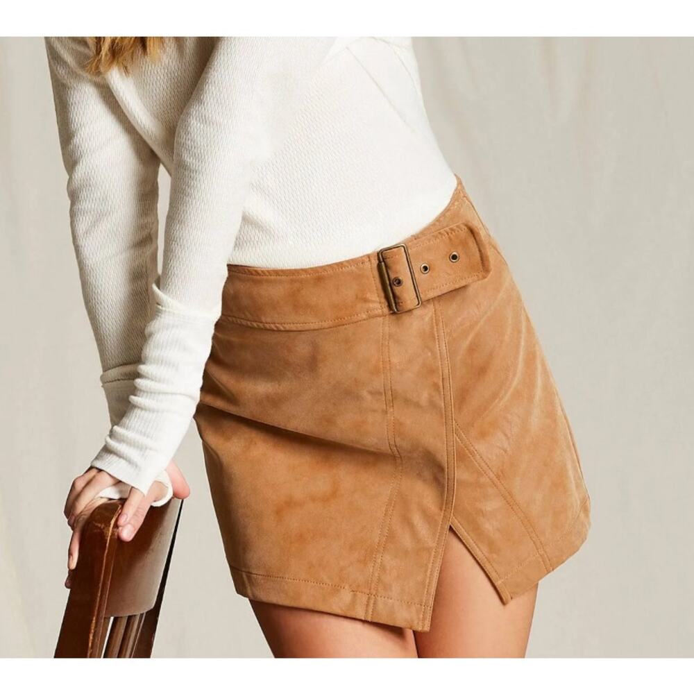 Free People Boho Western Streetwear Ari Wrapped Camel Mini Skirt Size 6